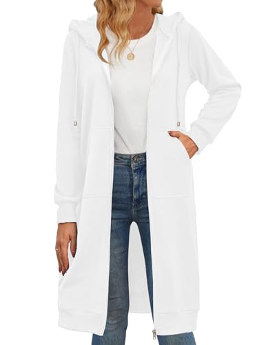 Zeagoo Women's Zip Up Hoodies Oversized Fleece Long Tunic Sweatshirts Casual Long Sleeve 2024 Fall Hoodie Jacket Coat