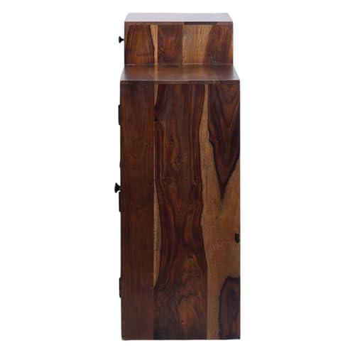 Image of Royaloak Opal 4 Door Sheesham Wood Shoe Stand | Drawer Storage | Durable & Long Lasting | 6 Shelves Ample Storage | Emperor Collection | Wooden Shoe Rack for Home