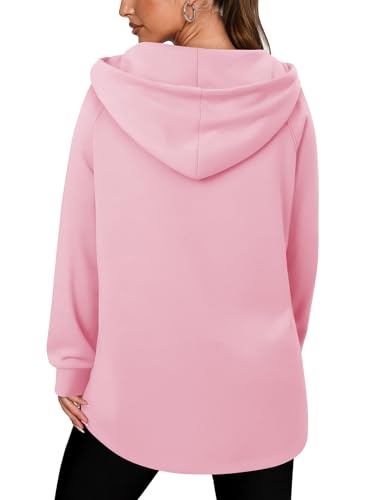 onlypuff Women Hoodie Pullover Trendy Quarter Zipper Lapel Sweatshirts Drawstring Cute Hooded Tunic Tops with Side Pockets