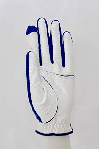 Copper Tech Plus Men's Golf Gloves One Size Fit Most Worn On Left Hand By Copper Tech (White/Royal Blue, Large) #TOP1