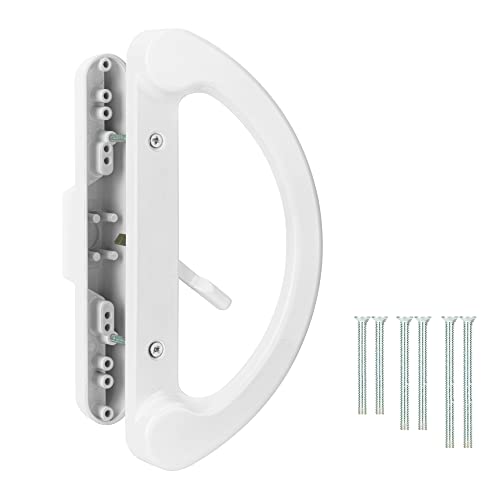SANKINS Sliding Patio Door Handle Pull Set, White Diecast Non-Keyed Gate Handle Set for Mortise Lock Style Glass Door, Replacement Handle for Sliding Glass Door Fits 3-15/16” Hole Spacing