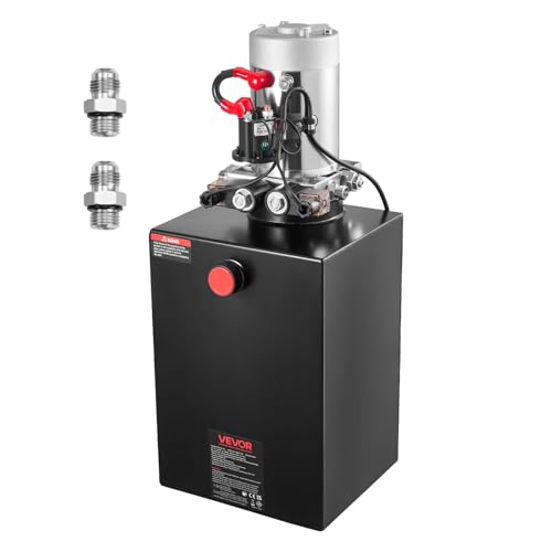 VEVOR Pompa Idraulica per Sollevatore Rimorchio Centralina Idraulica Azione Doppia 2600 giri/min Flusso 3,4L/min, Pompa per Rimorchio Piattaforma con Serbatoio d'Olio in Metallo da Officina