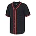 Custom Blank Baseball Jersey for Men Casual Button Down Shirts Short Sleeve Active Team Sports Uniform Black-Red M
