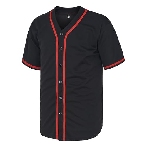 Camiseta personalizada de béisbol para hombre, camisa casual con botones, manga corta, uniforme activo para deportes en equipo miniatura 3