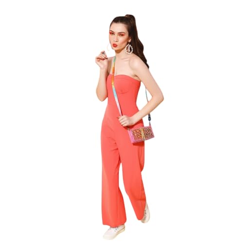 Bedazzle Women’s Strapless Coral Jumpsuit Peach XS