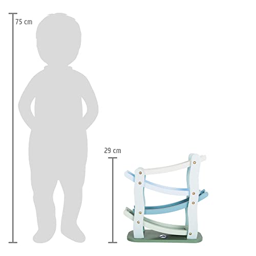 small foot Rennbahn im Kaskadenstil aus Holz, mit Vier Holzautos, für Kinder ab 3 Jahren, 11651, 25 x 10 x 29 cm, Blau