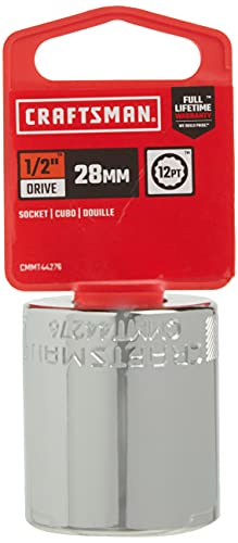 Image of CRAFTSMAN Shallow Socket, MM, 1 /2-Inch Drive, 28mm, 12-Point (CMMT44276)