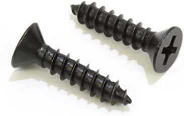 #8 X 1'' Black Oxide Coated Stainless Flat Head Phillips Wood Screw (50 Pack), 18-8 (304) Stainless Steel Screws by Bolt Dropper