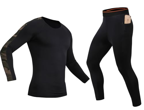Image of WMX Men's Workout Set Compression Shirt and Pants Top Long Sleeve Sports Tight Base Layer Suit Quick Dry & Moisture-Wicking.(Compression Workout Set Combo)