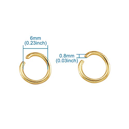 Pandahall 200Pcs Golden Stainless Steel Open Jump Rings 6mm Round 0.8mm Thick Metal Round Unsoldered Ring Connectors for Chainmail Jewelry Making - Image 4