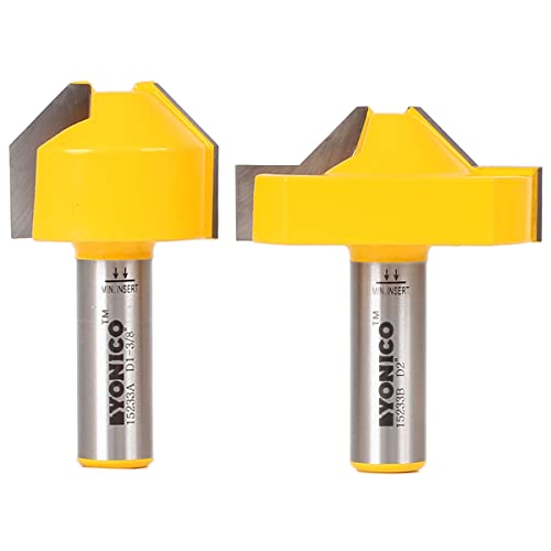YONICO Joinery Router Bit Set 2 Bit Rabbet Miter 1/2-Inch Shank 15233