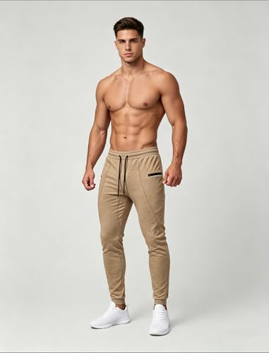 Image of Mens Slim Fit Joggers Tapered Sweatpants for Gym Running Athletic
