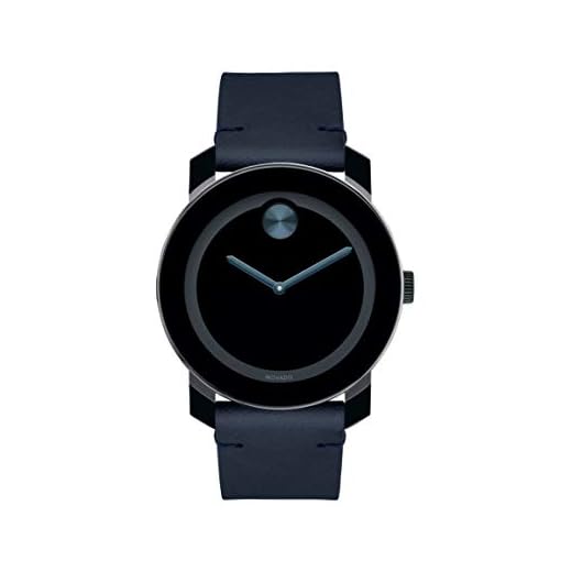 Movado Bold, Tr90 Stainless Steel Case, Blue Dial, Dark Navy Leather Strap, Black, Men, 3600601
