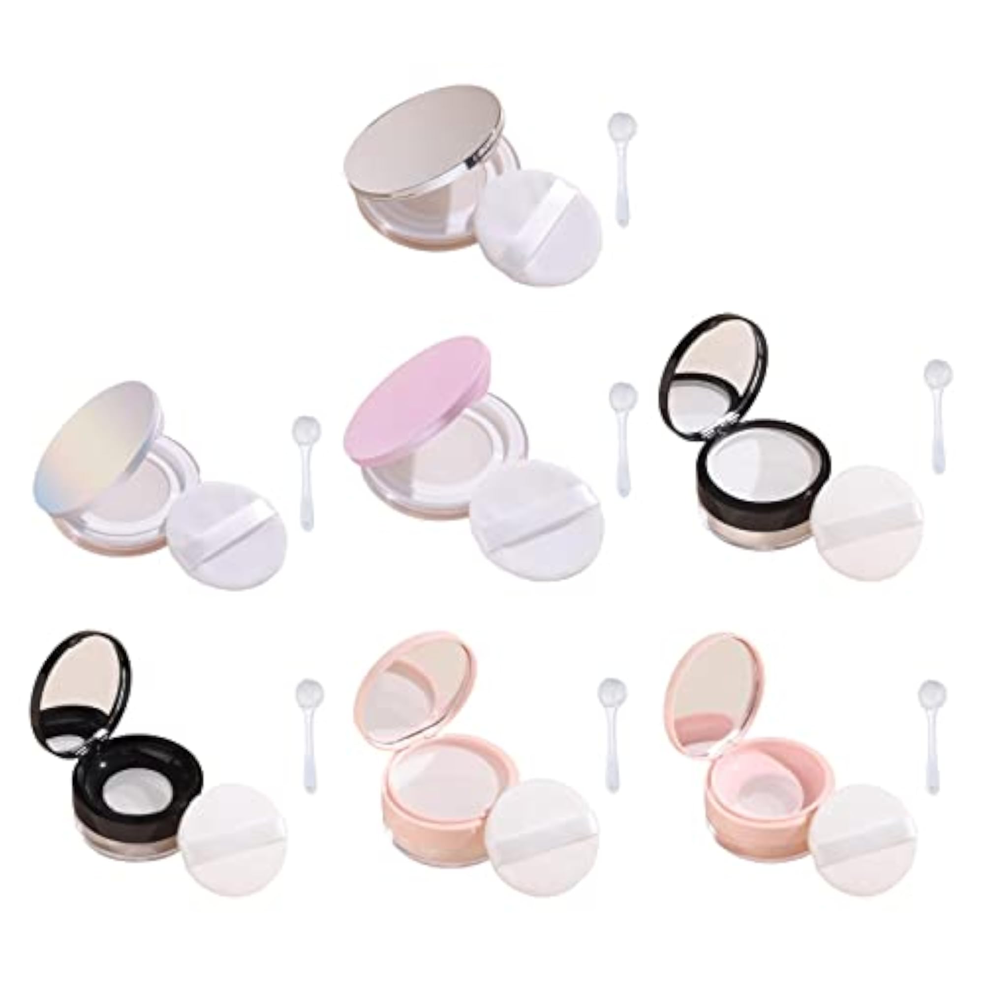 5x Empty Portable DIY Makeup Powder Case, Refillable