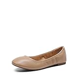 DREAM PAIRS Women's Slip On Round Toe Ballerina Ballet Flats Pumps Shoes,Size 9,Nude,Sole-Happy