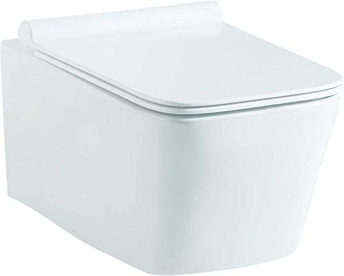 Image of Hindware One-piece Western Commode for Toilet | Wall Mount | EBELLO RIMLESS | Made of Ceramic | P-210 Trap | 10-Year Manufacturer Warranty