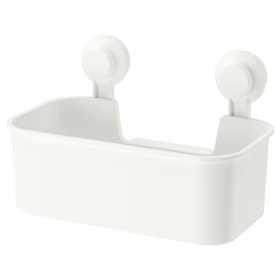 Set of 4 Storage Baskets with Suction Cup White Shower Caddy with Secure Mount Hanging Organizer for Bathroom