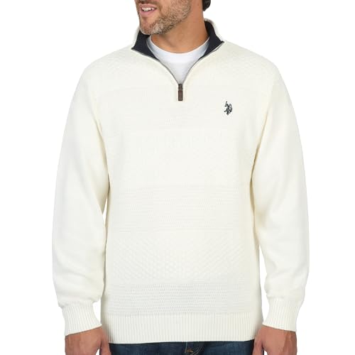 Pull homme US POLO ASSN à rayures avec fermeture éclair 1/4