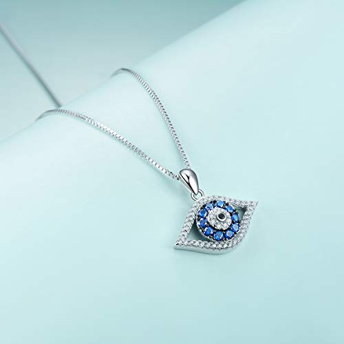 PEIMKO Evil Eye Pendant Necklace 925 Sterling Silver Greek Protection Jewelry for Women3