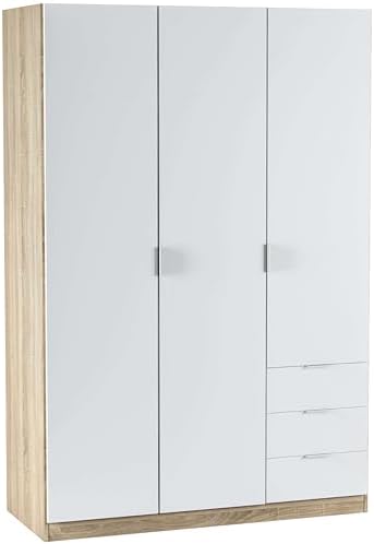 Habitdesign Armario Ropero 3 Puertas y 3 Cajones,121x180x52 (Alto...