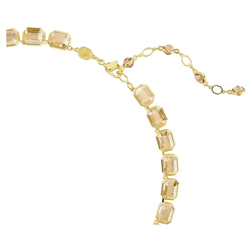 Swarovski Millenia Tennis necklace, Octagon cut, Yellow, Gold-tone plated3