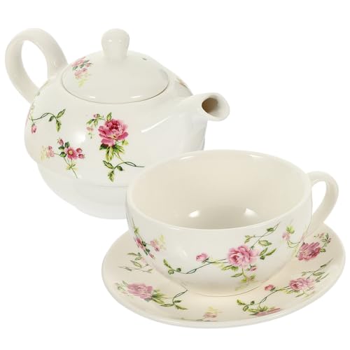 TOVINANNA tè in Ceramica Resistente con Teiera e Tazza Anti-scottatura Design Vintage Inglese per tè Kung Fu per Uso Domestico e Regali Raffinati