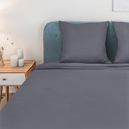 Image of Utopia Bedding 4-Piece Bed Sheet Set 160 x 200 cm, Grey - Polyester Microfibre, Oeko-Tex Certified, 1 Fitted Sheet 160 x 200 cm, 1 Flat Sheet 266 x 259 cm and 2 Pillowcases 65 x 65 cm