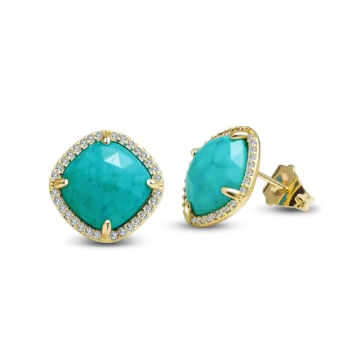 Turquoise Stud Earrings, Vintage Boho Earrings for Western Jewelry, Gold Turquoise Jewelry for Women