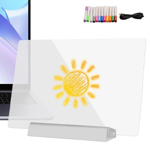 Tableau de dessin lumineux portable format livre avec 12 stylos effaçables