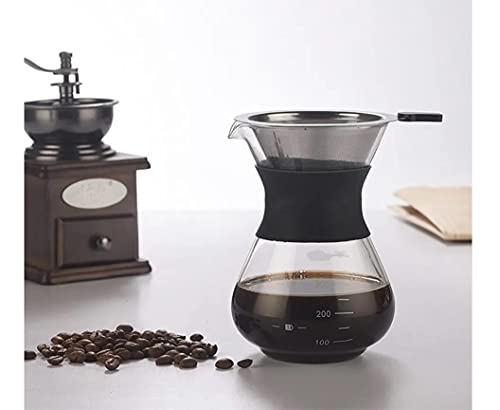 Passador De Café Vidro E Coador Inox 400ml Alça Silicone