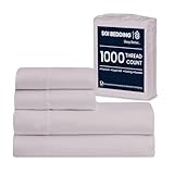 King Size Egyptian Cotton Sheets Luxury Soft 1000 Thread Count- Sheet Set for King Mattress Light Gray Solid
