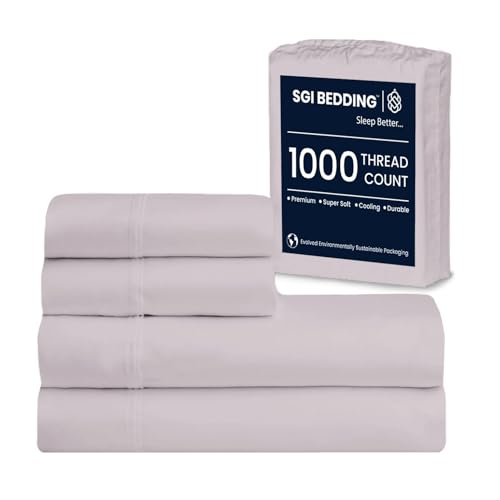 SGI bedding 1000 TC Egyptian Cotton Bed Sheet Set - King Size Sheets - 1000 Count Sheets for King Size Bed - Soft and Durable - Cotton Sheet in 1000 TC 15