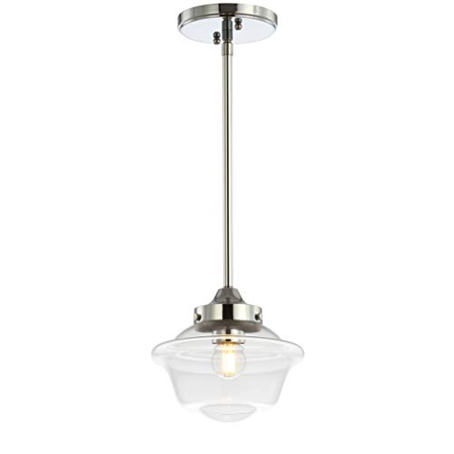 Jonathan Y Jyl3516B Kurtz 7.25" Adjustable Drop Metal/Glass Led Pendant Contemporary Transitional Dimmable Dining Room Living Room Kitchen Foyer Bedroom Hallway, Chrome #TOP5