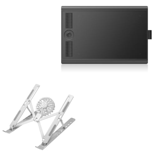 BoxWave Stand and Mount Compatible with Gaomon M10K Pro - QuickSwitch Stand with Cooling Fan, Portable, Multi Angle Viewing Ventilator - Metallic Silver