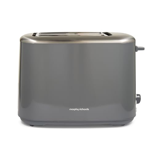 Morphy Richards Equip 2 Slice Toaster Defrost and Reheat Browning Controls Variable Wide Slots Removable Crumb Tray Stainless Steel 800W Grey 222068