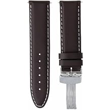 Ewatchparts 18-24mm Leather Watch Band Strap Smooth With Deployment Clasp Compatible With Cartier