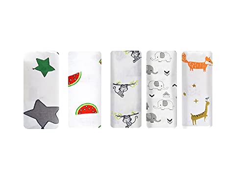 Image of muslin swaddle 100% Pure Cotton Muslin Baby Swaddle Blanket, Swaddle for Newborn Baby Super Soft Premium Cotton Receiving Wrapper Cloth, Stroller Cover-Pack of 5 with Size 120X100 CM - Kids Mania