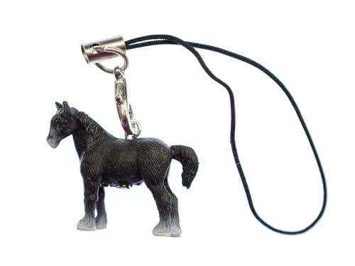 Miniblings Horse Mobile Cell Phone Charm Pendant Black Rubber 25Mm Animal Horses