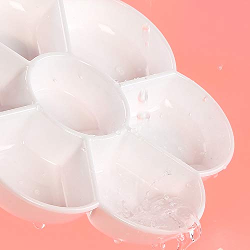 Round Flower Petal Plastic Palette Painting Dish 7 Well Flower Paint Tray Watercolor Painting Mixing Palette For Oil Acrylic Watercolor Gouache,Easy Wash, 6.6 Inches,Artist #TOP3
