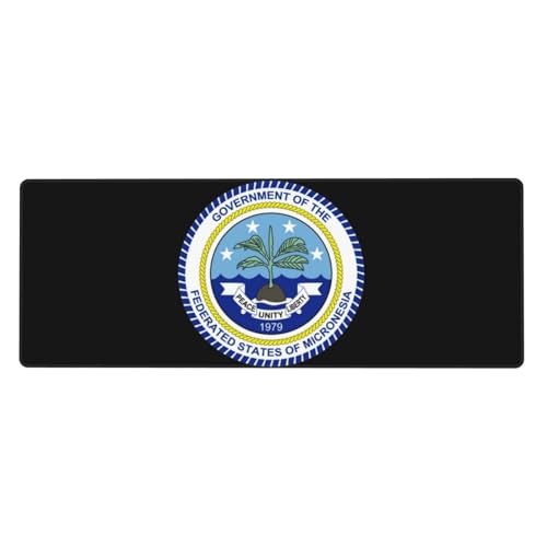 États Fédérés De Micronésie Tapis De Bureau Informatique Avec Motif D'Écusson Military| Tapis Clavier Et Souris Intégrés|Doux Et Lisse Pour Écrire| Base En Caoutchouc Antidérapante Stable​