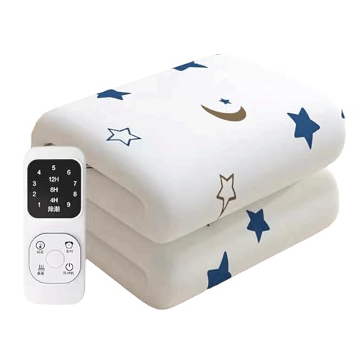 PEKJI Cotton Heated Throw Single Cozy Electric Blanket Quick Heating Heat Blanket with 9 Heat Settings Up to 12 Hours Timer