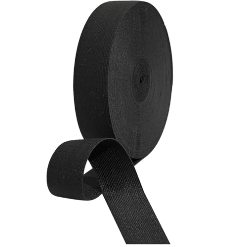 HERZONE Elastico da 20 m, 4 cm, elastico in gomma, resistente, per la casa, accessorio per il cucito, fai da te (nero, 4 cm)