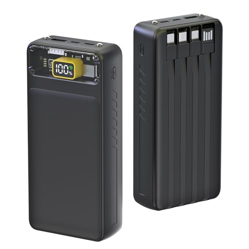 LED Flashlight Power Bank, 26800mAh USB C Fast Charging 22.5W Emergency power supply, Built-in Cables External Battery Pack for iphone/ipad/Samsung/Huaweitablets, Heated Vest, etc
