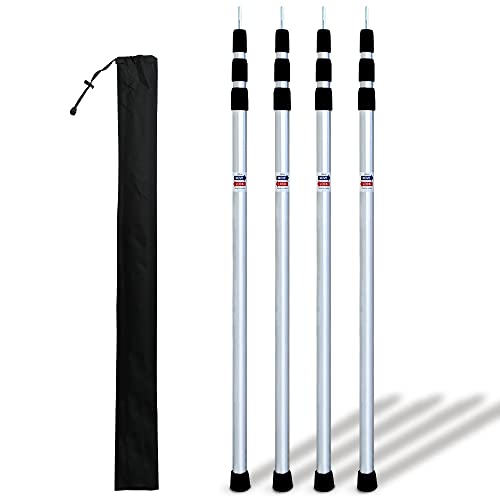 テント タープ用 アルミポール スライド式 組立不要 ワンタッチ 長さ調整簡単 日除け 熱中症対策