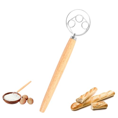 XURJUMI Fouet Danois, Fouet De Pâte Danoise De 33 Cm - Fouet Hollandais - Batte À Œufs - Pâte Danoise - Fouet Avec Manche En Bois - Mixeur - Fil En Acier Inoxydable 304 Pour La Fabrication De