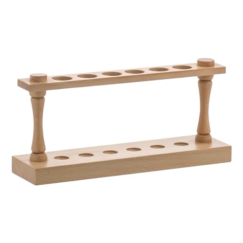 EISCO Wooden Test Tube Rack - Accommodates 6 Tubes, up to 22mm - 9.75" Wide - Premium Polished Wood Construction
