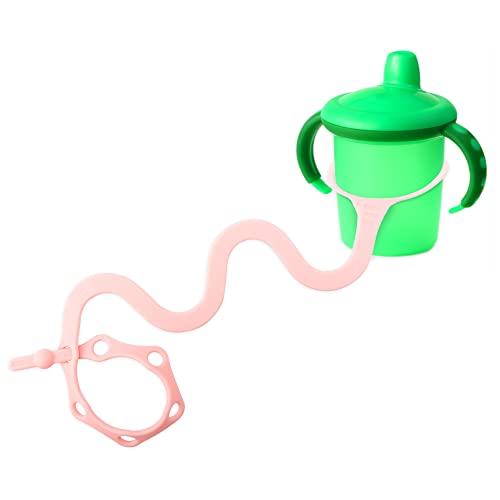 Image of Goji Baby Bottle Bungee Cord Strap - Tether with Bungee Cord for Stroller - Dishwasher Safe Strap with Sippy Cup Leash Pink - Phthalate-Free Baby Bottle Leash - Pink, 0-36 Months