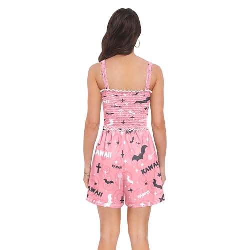 Combinaison short légère avec motif étoiles et chauve-souris - 4