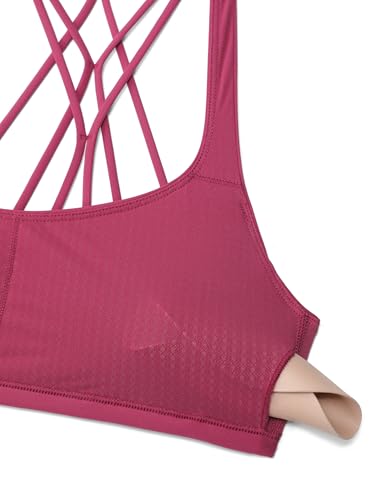 Image of CRZ YOGA Naked Feeling Criss-Cross Sports Bra | Light Support, Removable Pads, Yoga, Sleek, Strappy Back, Scoop Neck, for Women