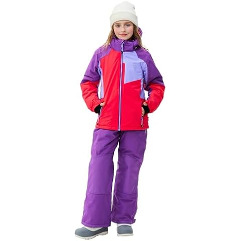 SMONTY Kids Snowsuit for Girls Winter Ski Jacket & Pants Set Hooded Set Windproof Waterproof Warm Cover